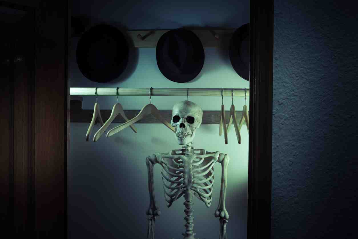 What does a man have if he has a skeleton in the cupboard?
